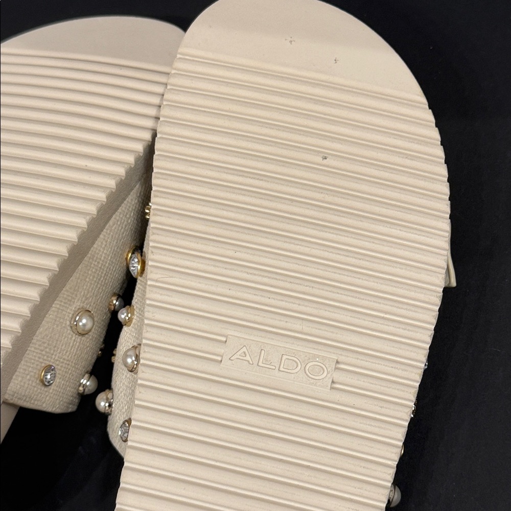 Aldo Beige Embellished Slide Studded Sandals- NWT-FINAL PRICE! size 9 - Picture 11 of 14